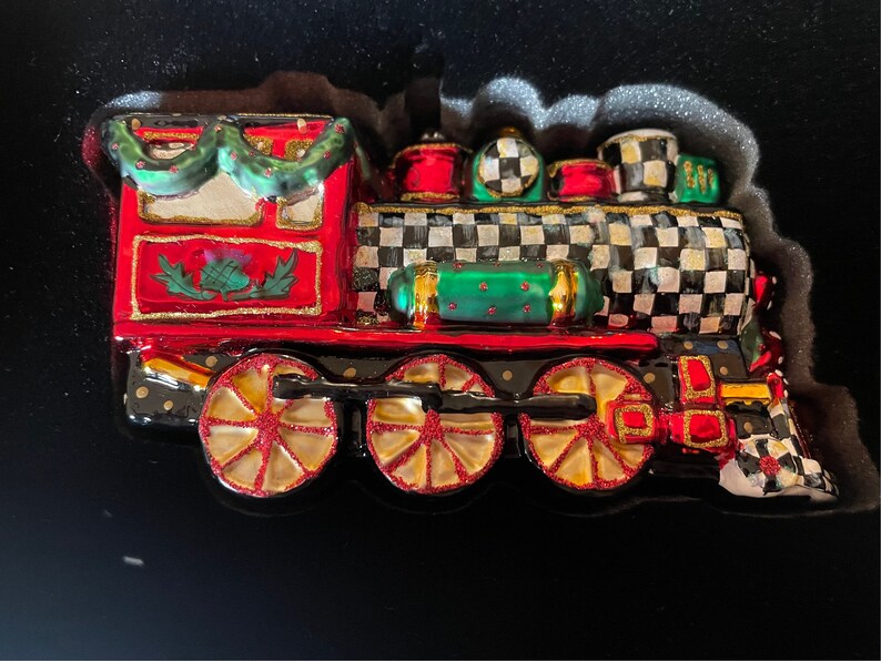 Mackenzie-childs Check Train Glass Ornament: Made in Poland New in Box ...