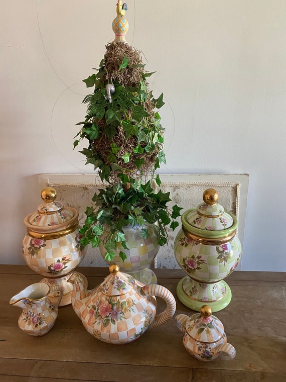 マッケンジーチャイルズ ケーキスタンド チェック柄 ホーロー製