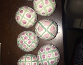 1 Mackenzie Childs round ceramic Cabinet Knob  ball handpainted 10 avail Pottery dresser handles pulls more  hardware included retired