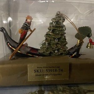 MacKenzie-Childs Gondola courtly check Boat Christmas Tree Ornament Venice Italy Retired & RARE - NO BOX Free Shipping