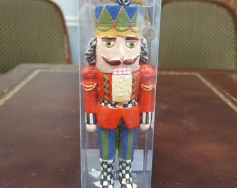 Mackenzie Childs Courtly Check Nutcracker Christmas Tree Ornament - Many others available rare and retired free shipping NEW in Box