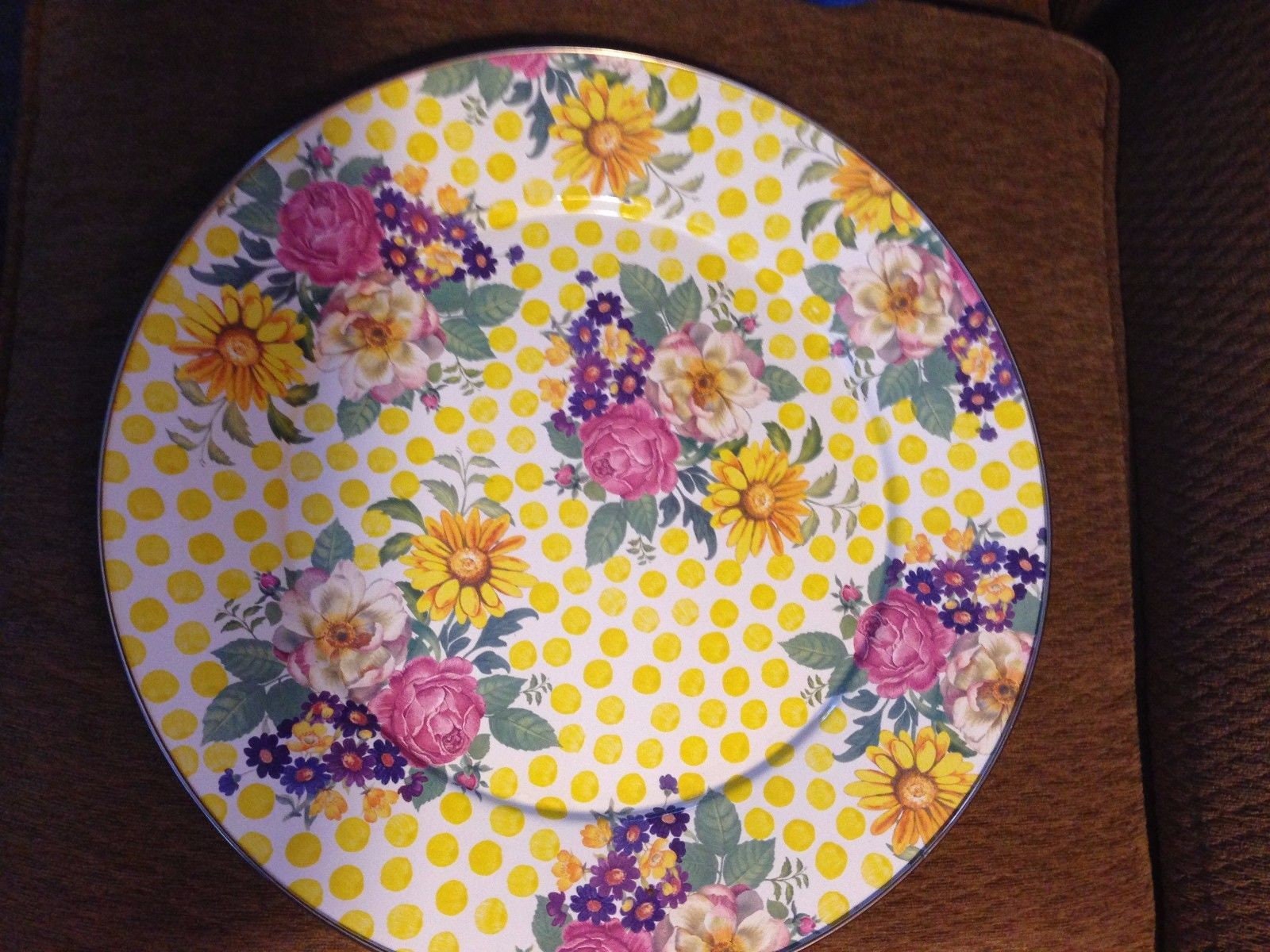 Mackenzie Childs Enamel Buttercup Serving Large Platter  Mackenzie-Childs Vintage Buttercup Enamel Serving Platter 16in main image 1