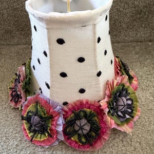 One MACKENZIE CHILDS mini chandelier 3d flower lamp  shade  pink black -   10 available retired rare vintage