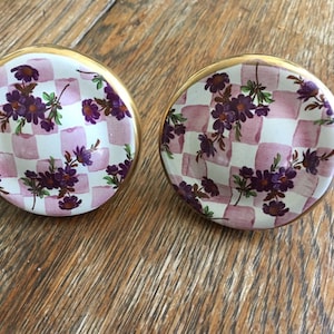 2 Mackenzie Childs Pottery Pink Honeymoon Cabinet Knobs Handles - more available, other colors / styles Free SHIPPING