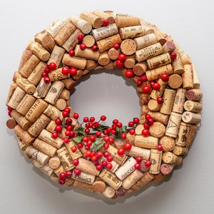 Cork Wreath, Wine Cork Wreath, Holiday Cork Wreath, Cork Art, Cork Decor, Wine Decor
