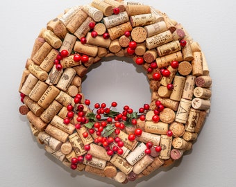 Cork Wreath, Wine Cork Wreath, Holiday Cork Wreath, Cork Art, Cork Decor, Wine Decor