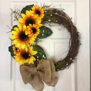 Sunflower Wreath, Grapevine Sunflower Wreath, Sunflower Decor, Floral Grapevine Wreath, Anytime Wreath, Everyday Wreath, Year Round Wreath image 5