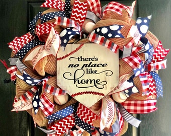 Baseball Wreath, Baseball Decor, Baseball Door Hanger, Baseball Mom, Baseball Dad, Baseball Decorations