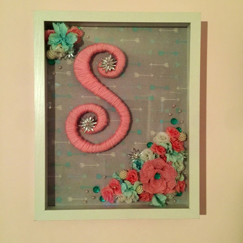 Nursery Shadow Box Nursery Monogram Nursery Wall Art Shabby Etsy