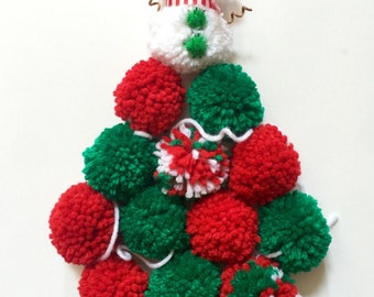 Christmas Pom Pom Garland, Christmas Garland, Christmas Mantle Decor, Christmas Decor, Snowman Decor, Snowman Pom Pom, Snowman Garland,