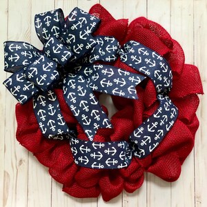 Patriotic Wreath, Fourth of July Wreath, Nautical Wreath, Nautical Patriotic Wreath, Anchor Wreath, Patriotic Decor, 4th of July Decor image 3