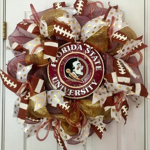 Florida State Wreath, FSU Wreath, Seminole Wreath, Seminole Decor, Florida State Decor, FSU Decor, Noles Wreath, Noles Decor, FSU Door Decor