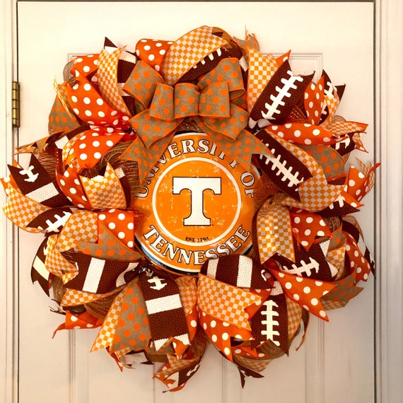Tennessee Vols wreath TN Volunteers wreath Big Orange Football wreath University of Tennessee wreath UT Vols deco mesh wreath UT wreath