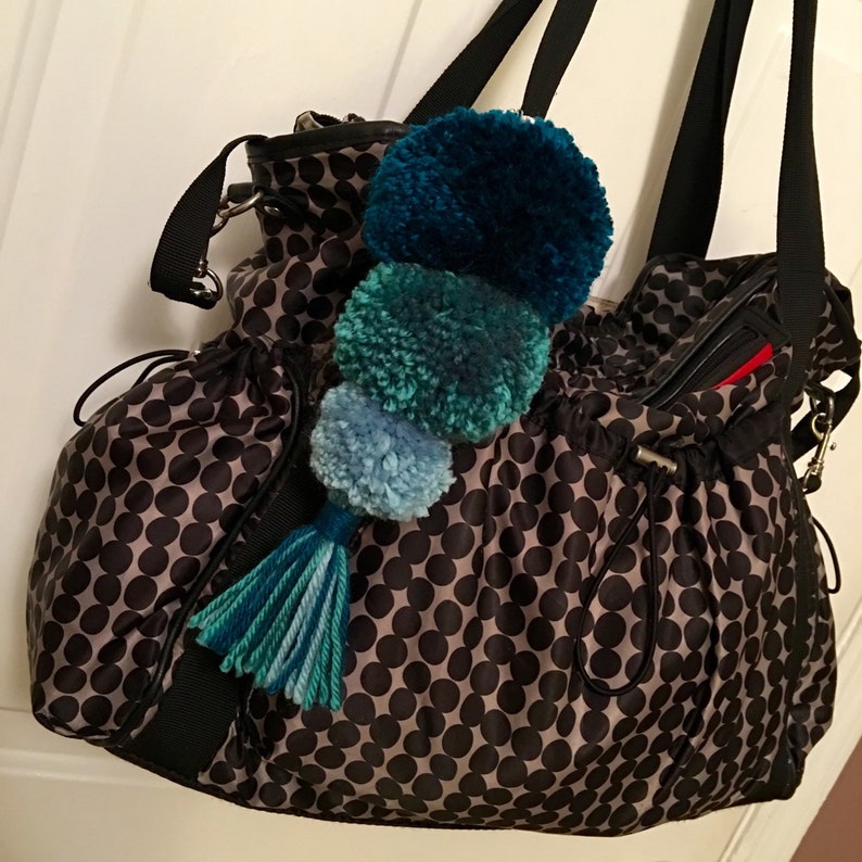 Pom Pom Keychain Pom Pom Tote Tassel Pom Pom Bag Tag Modern Etsy