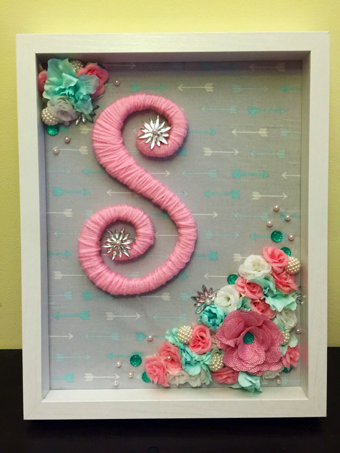 Nursery Shadow Box Nursery Monogram Nursery Wall Art Shabby Etsy