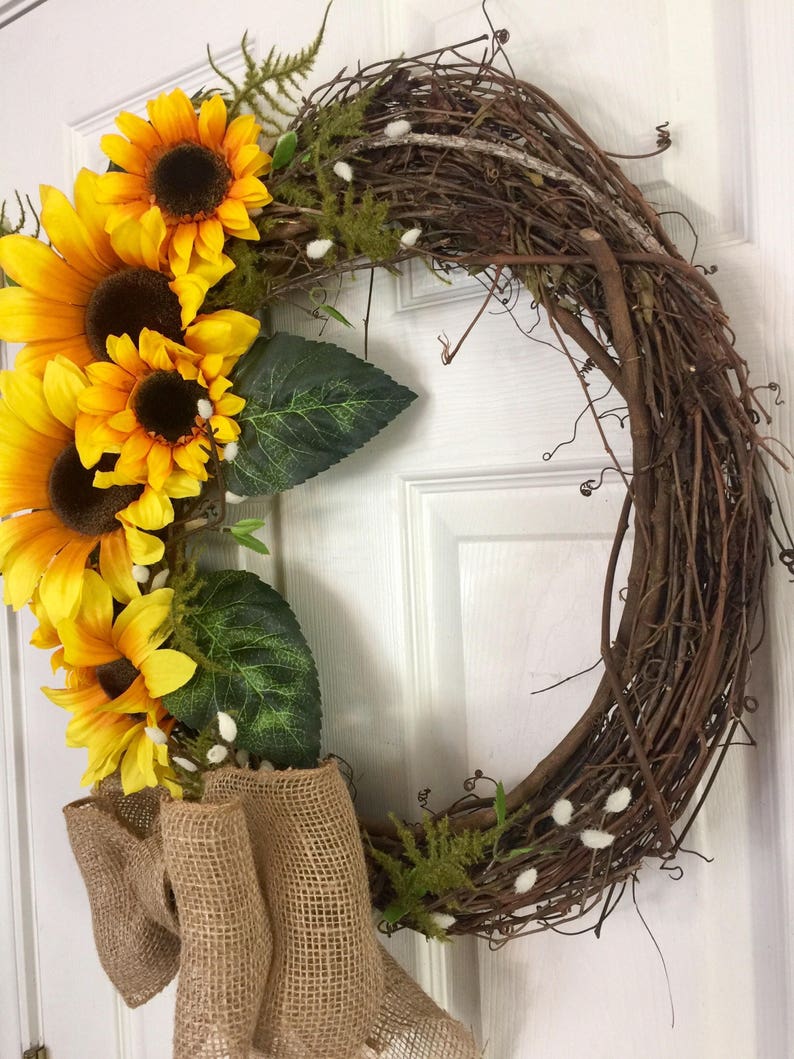 Sunflower Wreath, Grapevine Sunflower Wreath, Sunflower Decor, Floral Grapevine Wreath, Anytime Wreath, Everyday Wreath, Year Round Wreath image 2