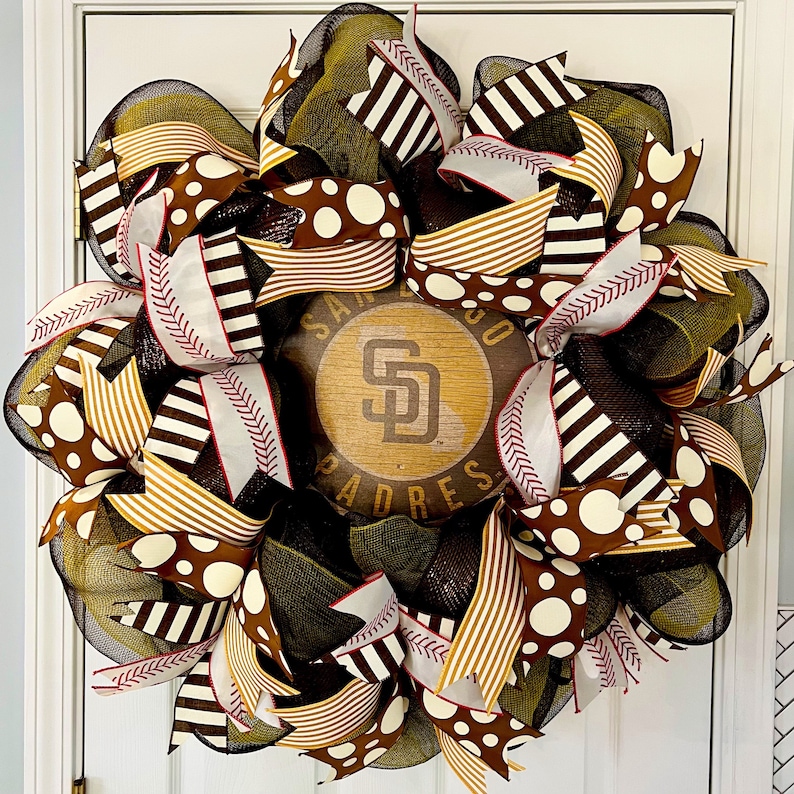 Padres Wreath, San Diego Padres Wreath, Padres Decor, Baseball Wreath, Baseball Decor, Baseball Door Hanger image 5