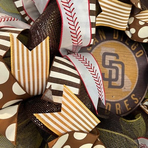 Padres Wreath, San Diego Padres Wreath, Padres Decor, Baseball Wreath, Baseball Decor, Baseball Door Hanger image 2
