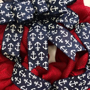 Patriotic Wreath, Fourth of July Wreath, Nautical Wreath, Nautical Patriotic Wreath, Anchor Wreath, Patriotic Decor, 4th of July Decor image 5