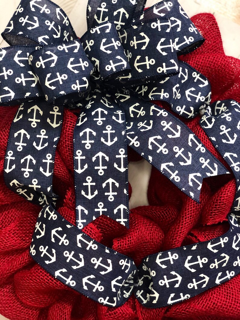 Patriotic Wreath, Fourth of July Wreath, Nautical Wreath, Nautical Patriotic Wreath, Anchor Wreath, Patriotic Decor, 4th of July Decor image 5