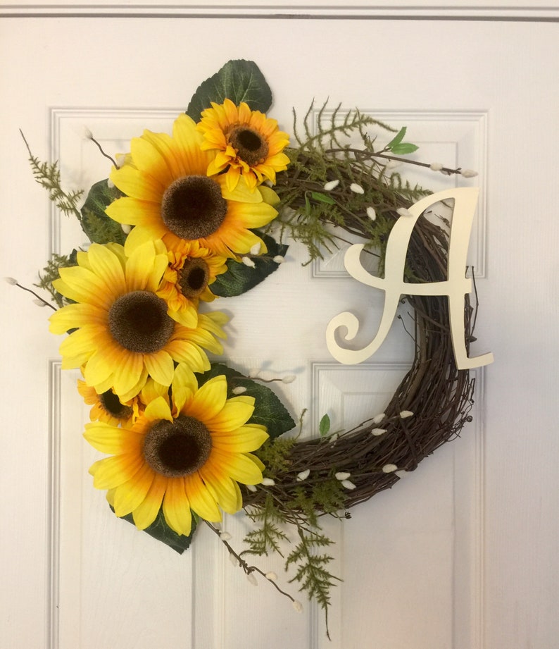 Sunflower Wreath, Grapevine Sunflower Wreath, Sunflower Decor, Floral Grapevine Wreath, Anytime Wreath, Everyday Wreath, Year Round Wreath image 6