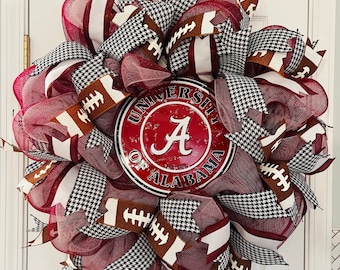 Alabama Wreath, University of Alabama Wreath, Crimson Tide Wreath, Roll Tide Wreath, Alabama Decor, Univerisity of Alabama Football Wreath