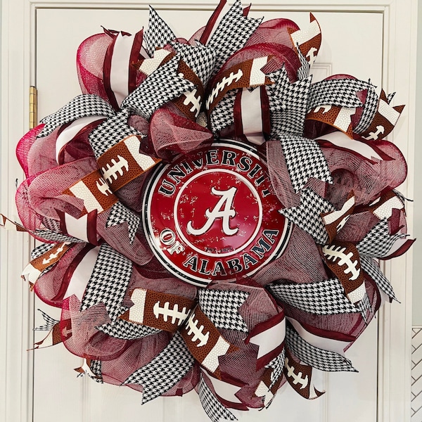 Alabama Wreath, University of Alabama Wreath, Crimson Tide Wreath, Roll Tide Wreath, Alabama Decor, Univerisity of Alabama Football Wreath