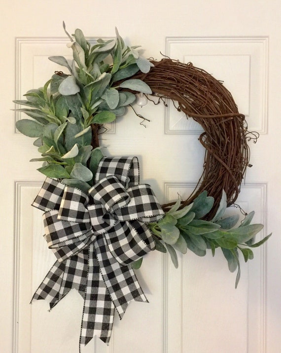 Cotton Wreath-Lambs Ear and Cotton Wreath-Buffalo Plaid Wreath-Fall Wreath-Everyday Wreath-Lambs Ear Wreath-Eucalyptus Wreath-Farmhouse Syle