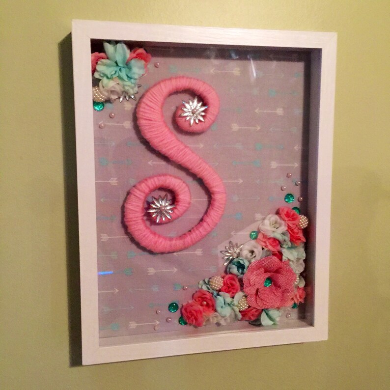 Nursery Shadow Box Nursery Monogram Nursery Wall Art Shabby Etsy