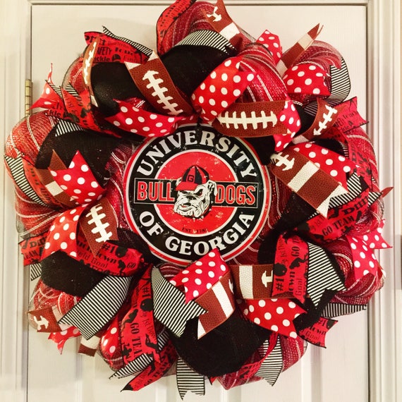 red and white; UGA Wreath Can be personalized University of Georgia Wreath University Wreath Burlap Wreath black College Wreath