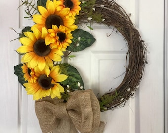 Sunflower Wreath, Grapevine Sunflower Wreath, Sunflower Decor, Floral Grapevine Wreath, Anytime Wreath, Everyday Wreath, Year Round Wreath