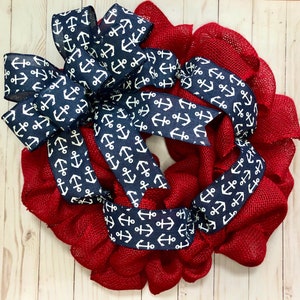 Patriotic Wreath, Fourth of July Wreath, Nautical Wreath, Nautical Patriotic Wreath, Anchor Wreath, Patriotic Decor, 4th of July Decor image 1