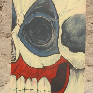 Gacy Pogo the clown skull painting number 1 original art on board