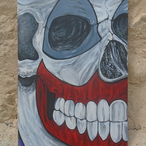 Gacy Pogo the clown skull painting number 2 original art on board