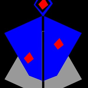Puede incluir: Una forma de diamante azul con tres cuadrados rojos en su interior. El diamante est&aacute; encima de una forma de diamante gris.