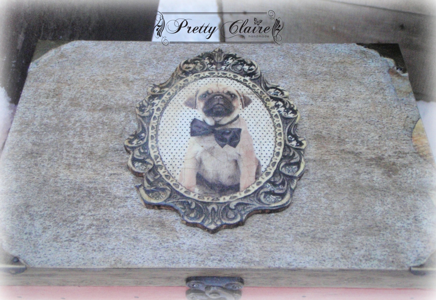 Vintage Decoupage Memory Box Decoupage Box Elegant Puppy Etsy