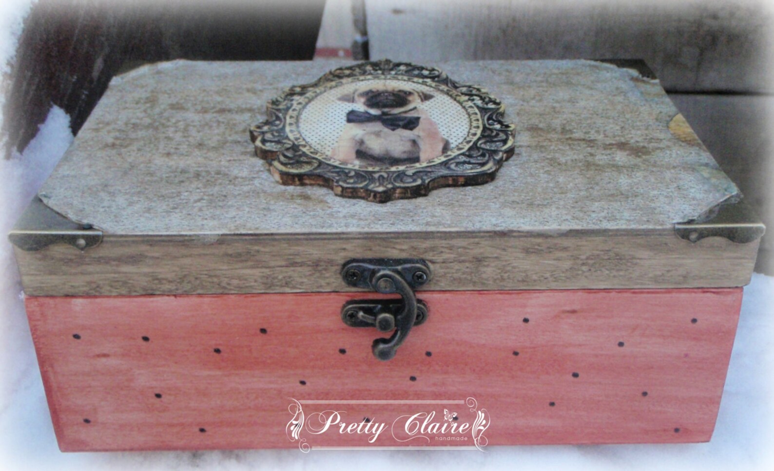 Vintage Decoupage Memory Box Decoupage Box Elegant Puppy Etsy