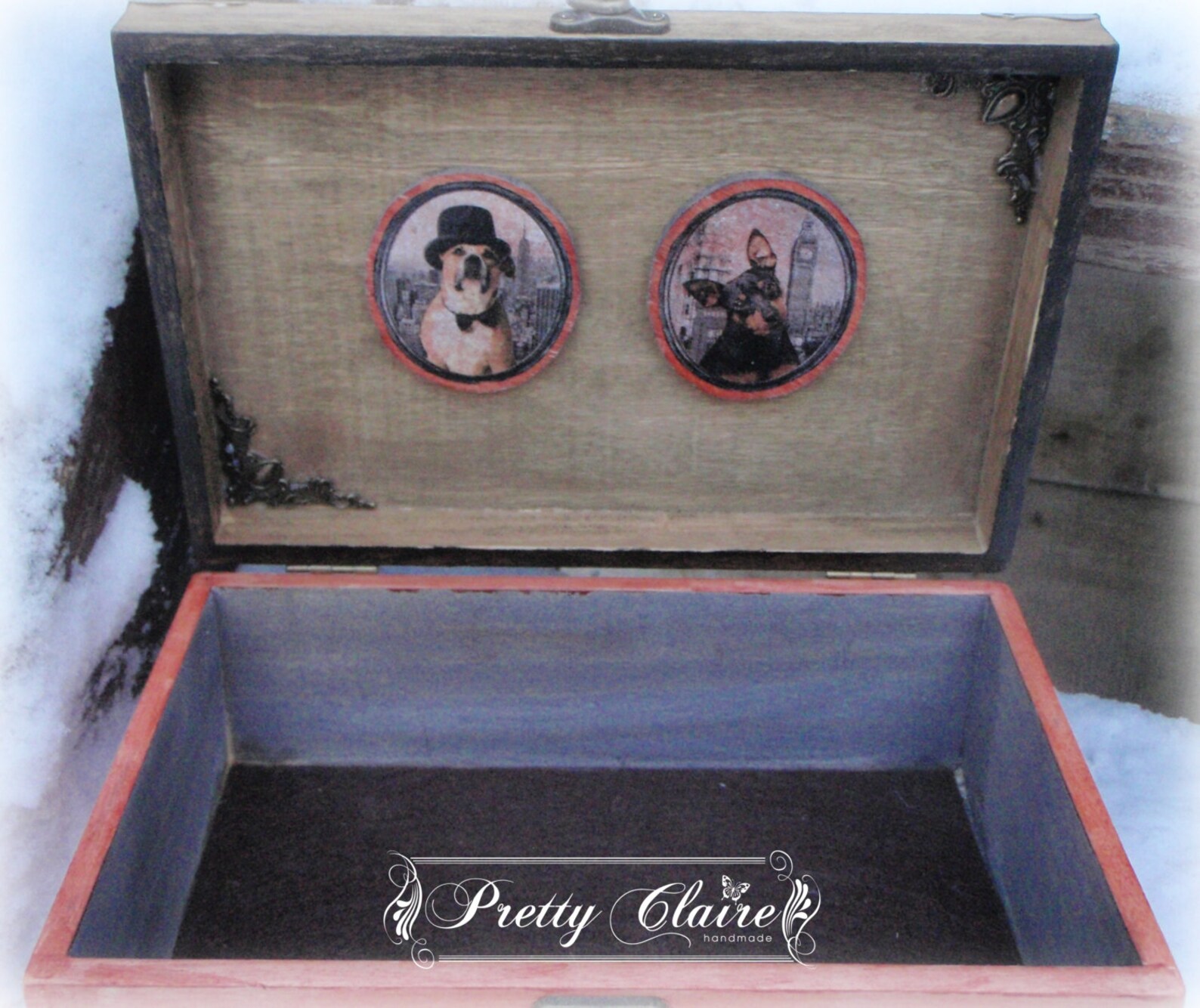 Vintage Decoupage Memory Box Decoupage Box Elegant Puppy Etsy
