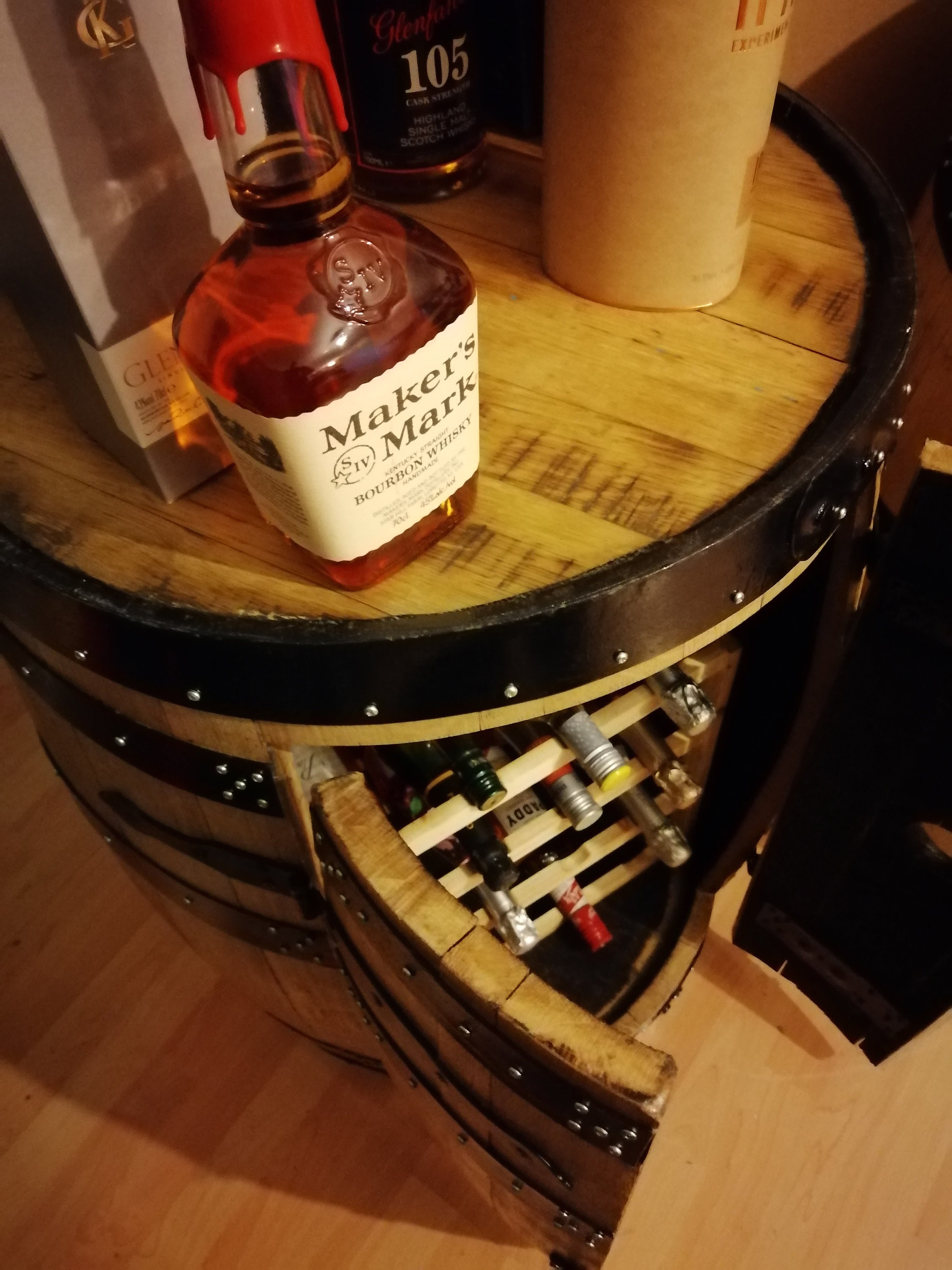 Oak whisky barrel drinks holds 16 bottles with doors Etsy