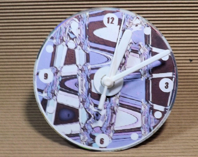 Clock, CD clock, analogue clock, small clock, gift clock, blue, white, clock for any room,
