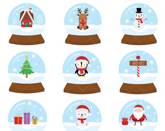 Julsnöglober / Snöglober Clipart / Juldekorationer Clip Art / Vinterhelg
