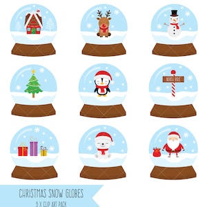 Christmas Snow Globes / Snowglobes Clipart / Christmas Decorations Clip Art / Winter Holiday