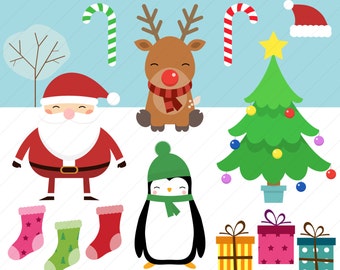 Christmas Clipart / Santa Clipart / Reindeer Clipart / Penguin Clipart