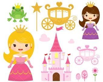 Princess and Fairytale Castle Clipart / Frog Prince Clip Art