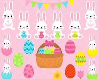 Easter Bunny Clipart / Bunny Rabbit Clip Art / Easter Eggs and Bunnies