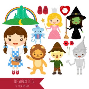 Wizard of Oz Clipart / Dorothy / Tin Man / Scarecrow / Wicked Witch / Good Witch / Cowardly Lion / Emerald City