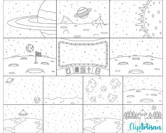 Space Background Scenes Clip Art Astronaut Busy Book Pages - Etsy
