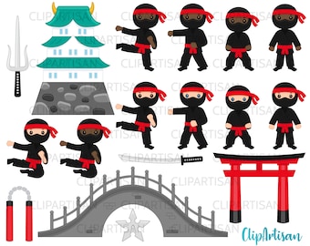 Ninja Clipart, Cute Ninjas Clip Art, INSTANT DOWNLOAD 0005