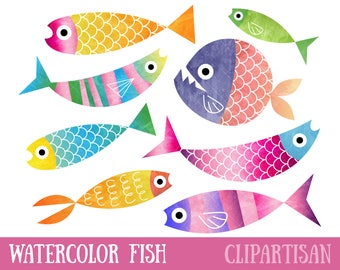 Watercolor Fish Clipart / Watercolour Clip Art