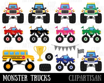 Monster Truck Clipart, Rally Trucks, Racing Digital Images